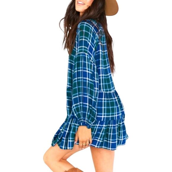 SHOW ME YOUR MUMU Women's Ainsley Long Sleeve Plus Size Flannel Plaid Mini Dress - Picture 12 of 16